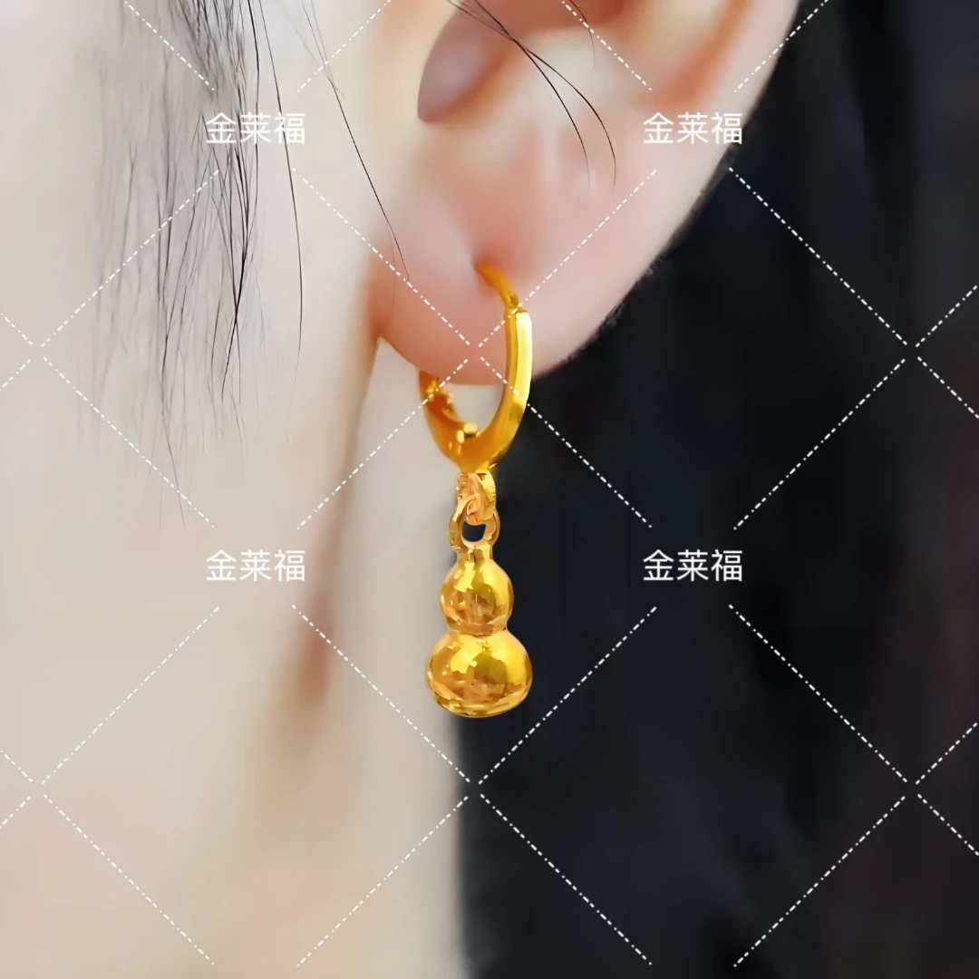 铜合金耳饰 金版气质时尚金色葫芦耳环女不掉色简约葫芦耳饰耳坠