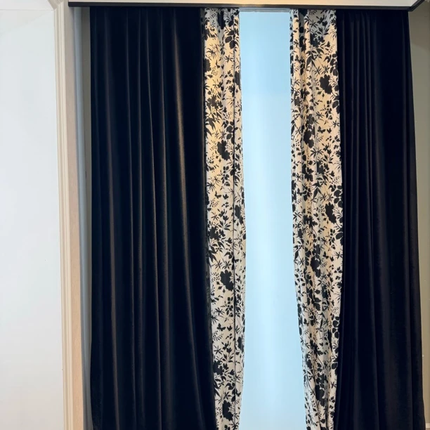 黑色网纱卧室雪尼尔客厅窗帘成品高档窗帘