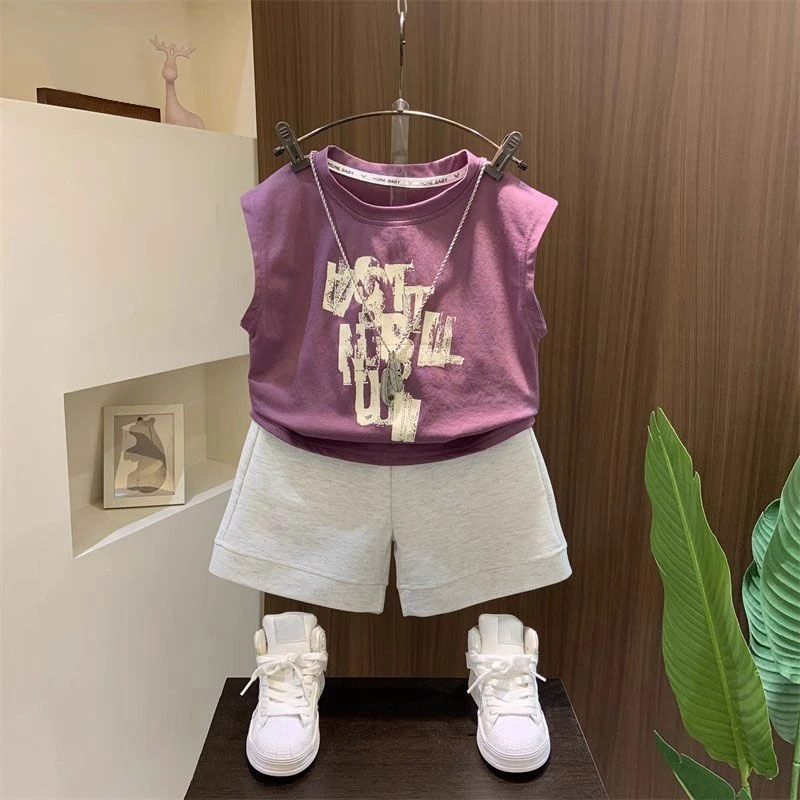 男童2025新款洋气儿童背心裤子套装宝宝夏季爆款男孩透气无袖夏装