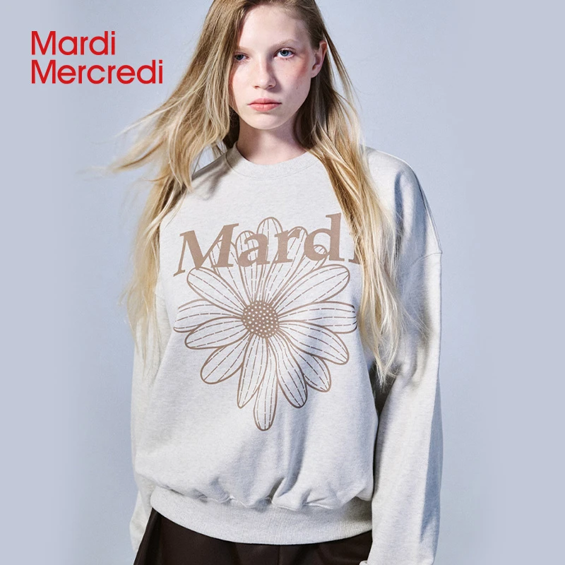 Mardi Mercredi【早秋穿搭】小雏菊印花圆领卫衣休闲宽松mardi卫衣