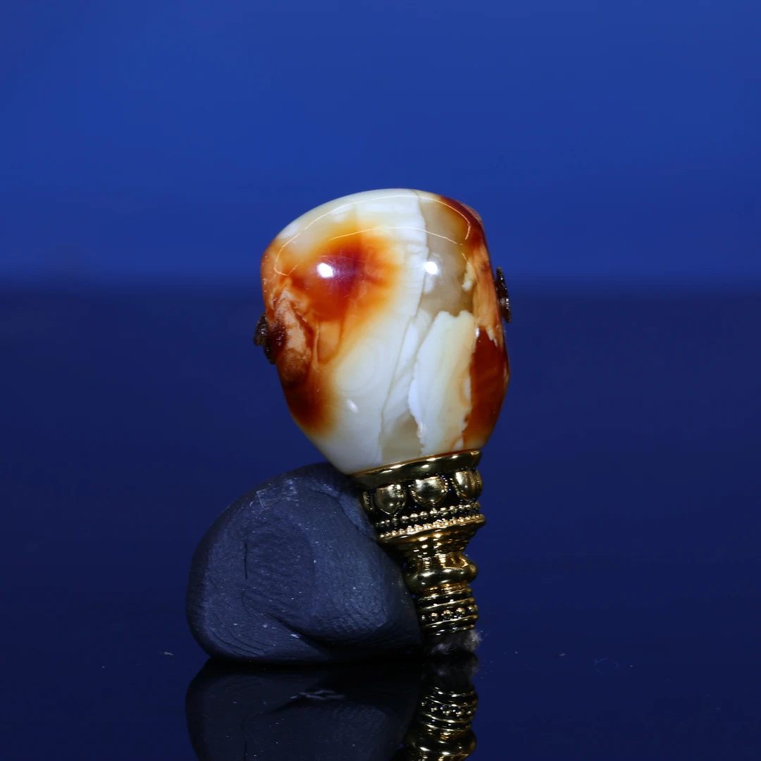 14m蜜蜡三通天然原矿一物一图沁色妖花妖花三通佛头蜜蜡配饰D138