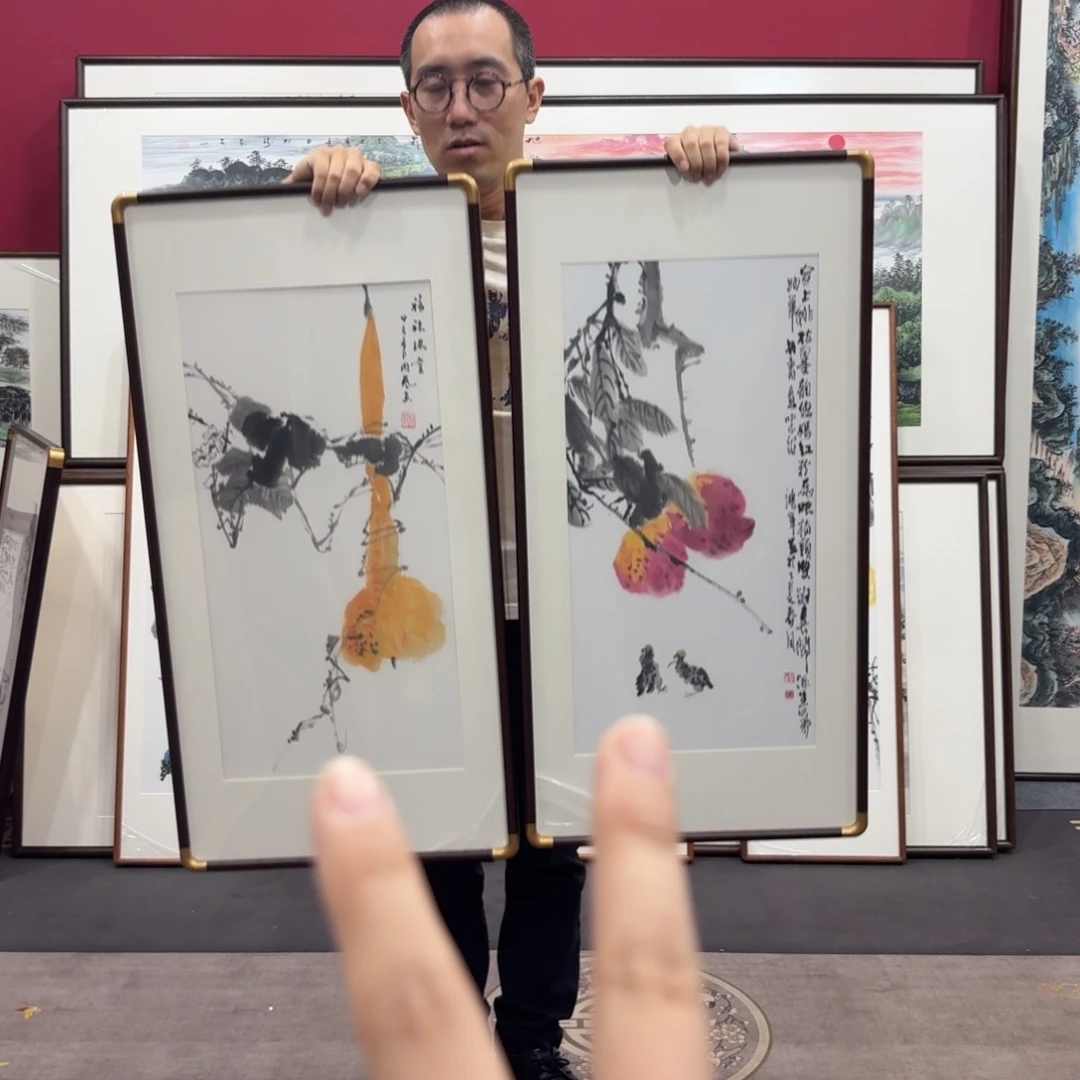 国画带框90/45尺寸一对
