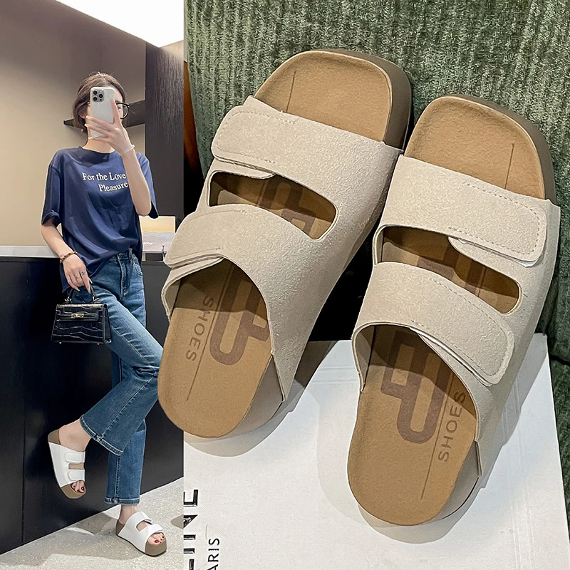 厚乳吐司鞋厚底勃肯拖鞋女外穿2025夏季新款一脚蹬配裙子凉拖鞋子
