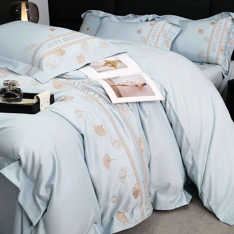 高档A类200支长绒棉轻奢四件套全棉四件套被套纯棉床笠欧式