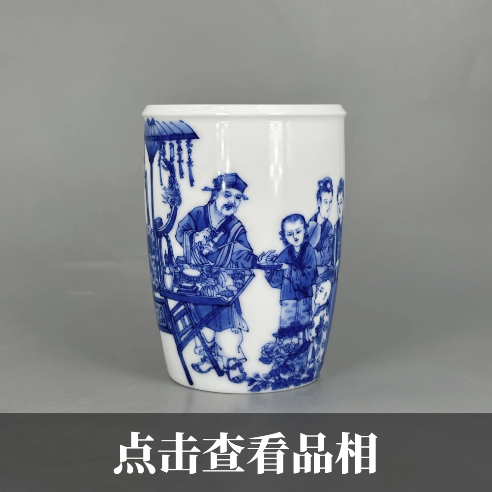 九段青花货郎戏婴图高筒杯0927-26-200