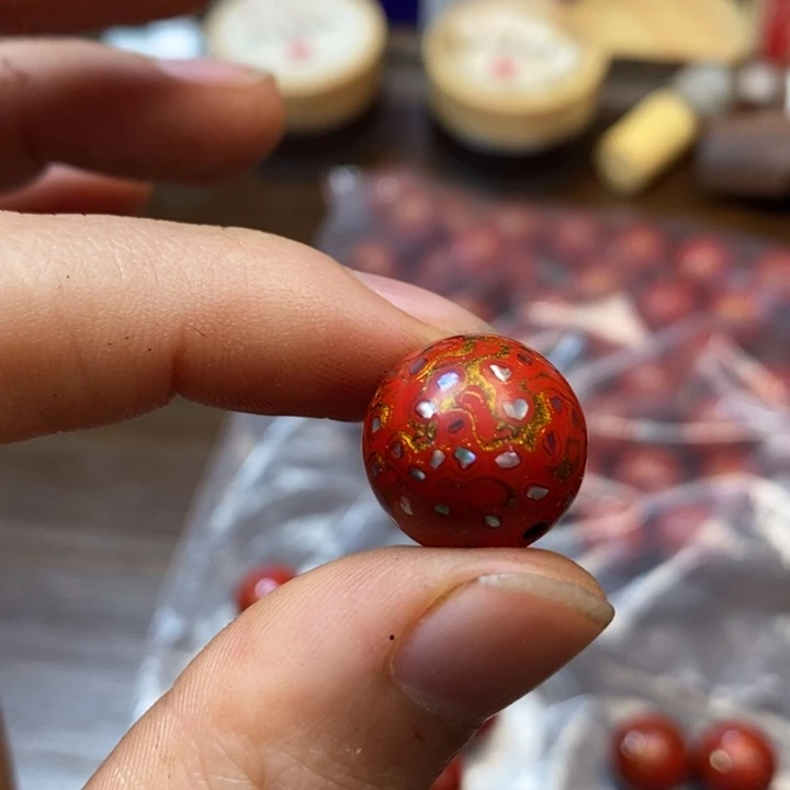 大漆工艺品散珠1.5红金luodian