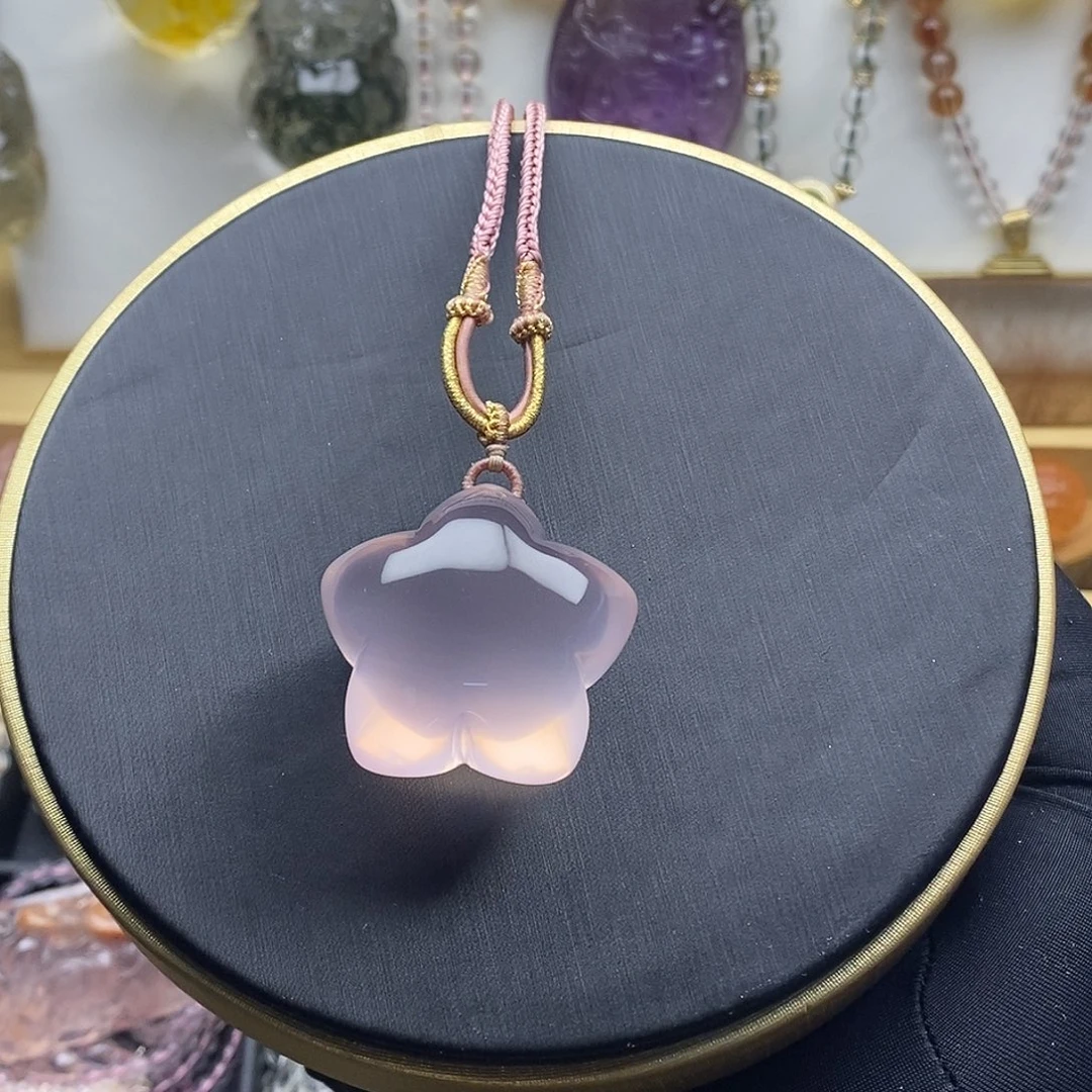 水晶未镶嵌颈饰粉水晶星星