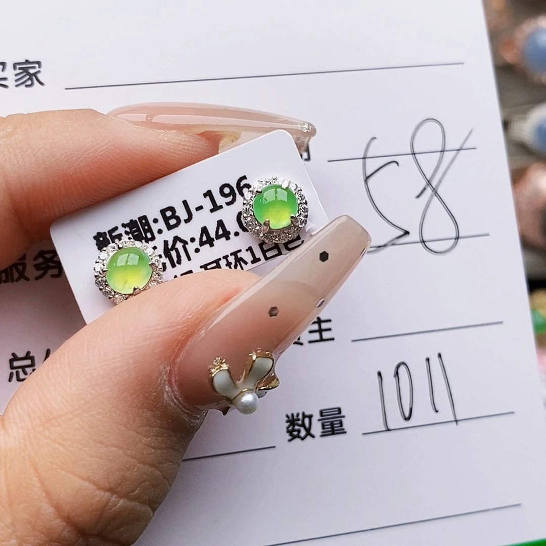 翡翠戒指银S925镶嵌天*1011