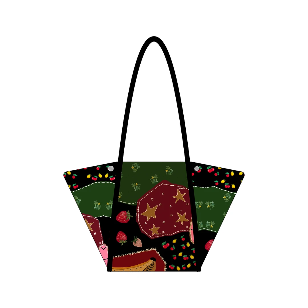 嘉哥 插画师新款硕果百搭小众休闲元宝包单肩包书店大容量帆布包