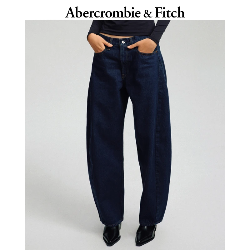 AF女装25春夏美式经典水洗宽松阔腿牛仔裤弯刀裤长裤KI155-5253