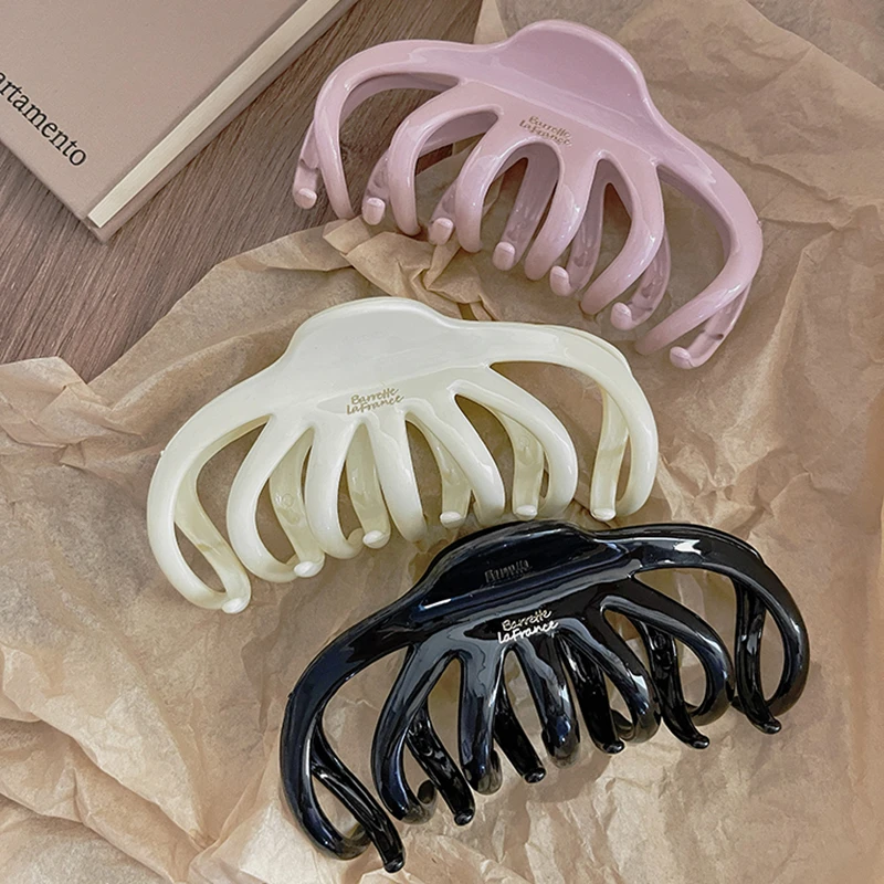 橡皮粉~金标字母发抓夹后脑勺盘发鲨鱼夹 发量多南瓜夹高品质发夹