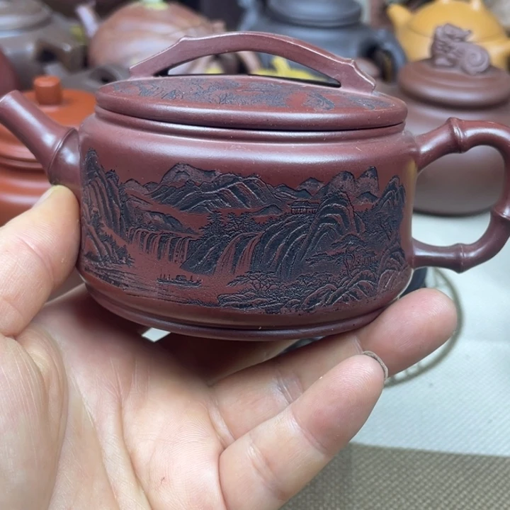 茶壶紫砂紫砂壶龙血砂竹节汉瓦180cc