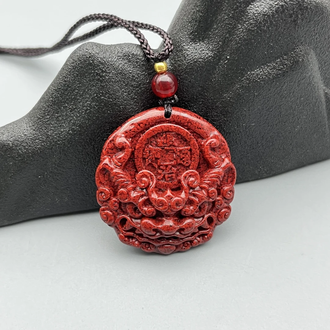 含辰砂工艺品JT122-晶体砂雕刻瑞兽吊坠