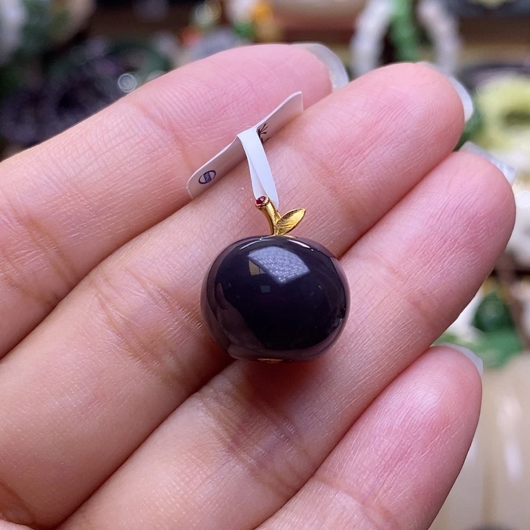 和田玉未镶嵌颈饰毕业级浓烟紫帝王紫金镶苹果