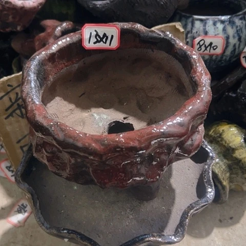 红陶粗陶花盆手工