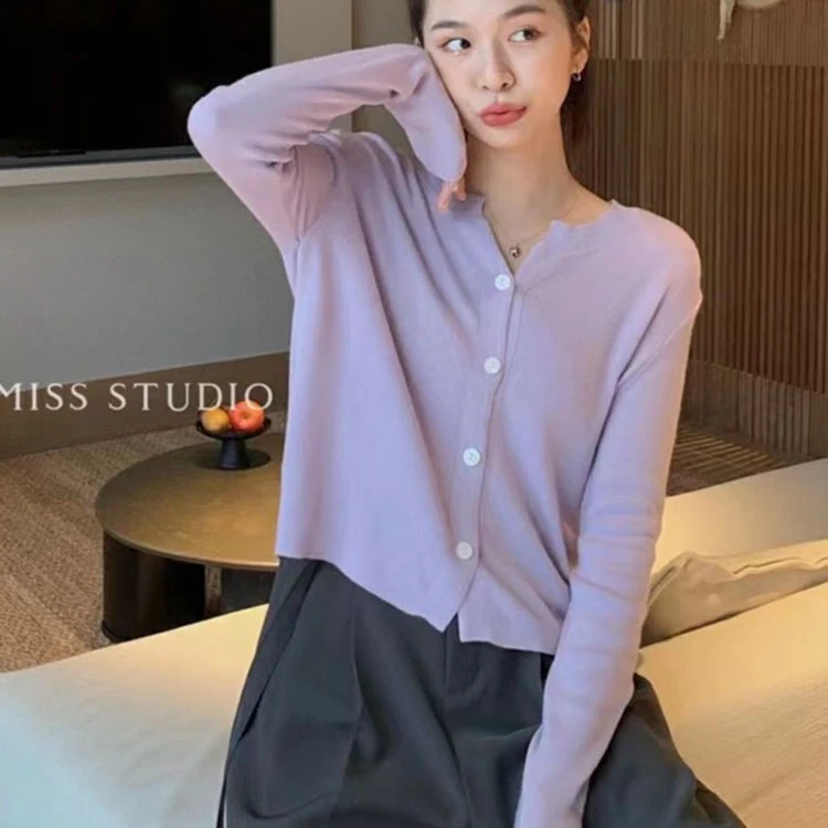 【夏央旗舰店】新款韩系羊毛针织衫长袖薄款开衫女士百搭#9901