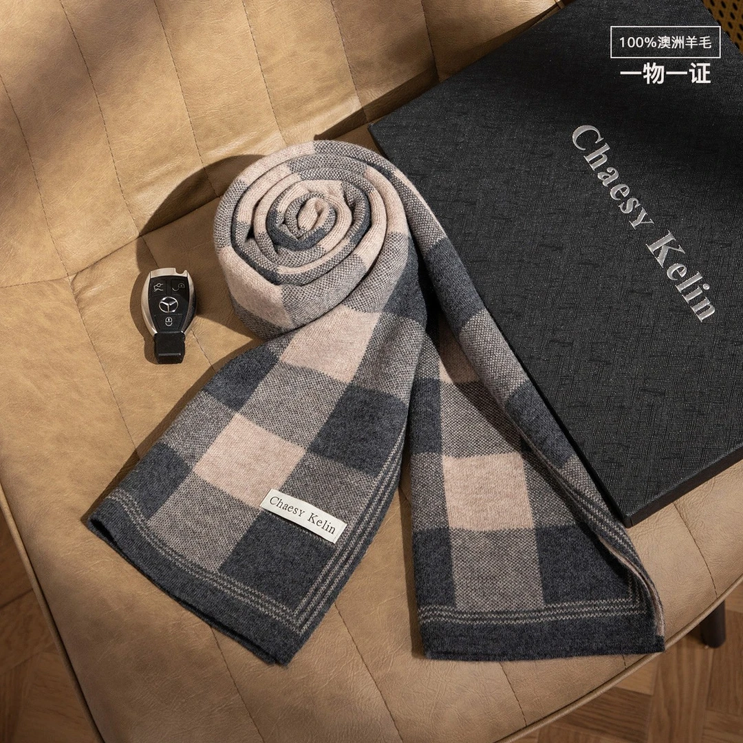 2025爆款官方正品纯羊毛围巾男秋冬季情侣送男友生日礼物高档围脖