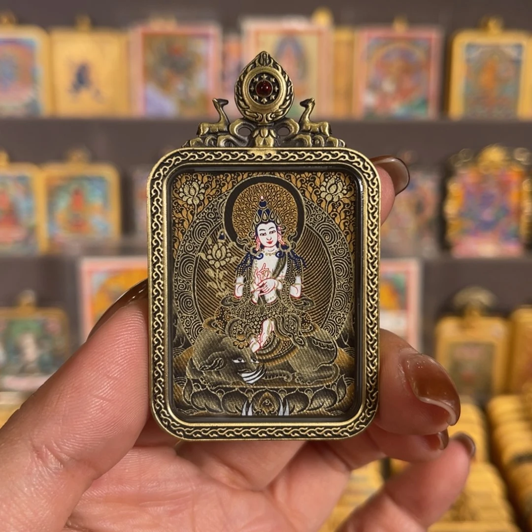 吊坠普贤青海热贡唐卡