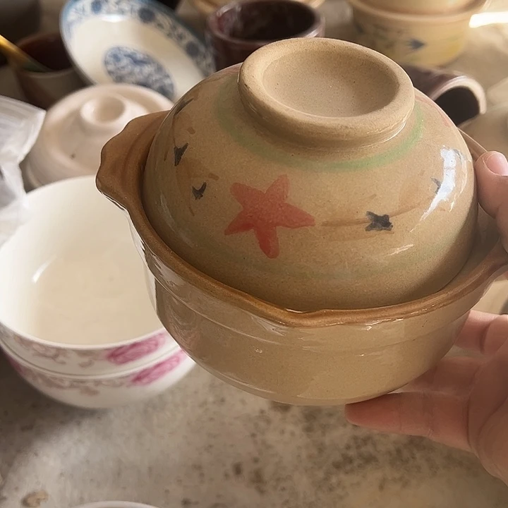 瓷粗瓷手绘炖盅两支