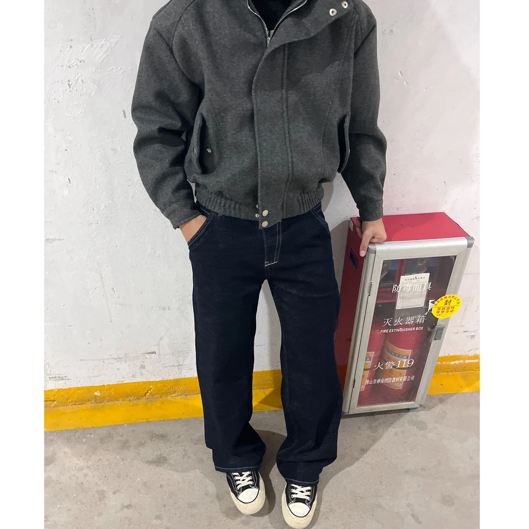 FEZ 莱卡四面弹潮流秋季秋冬时尚百搭休闲原色牛仔裤