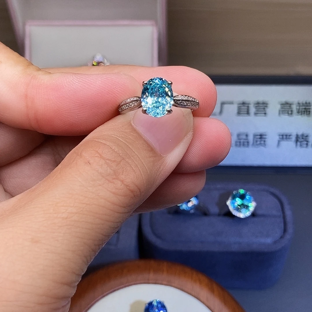 银S925镶嵌戒指碧玺