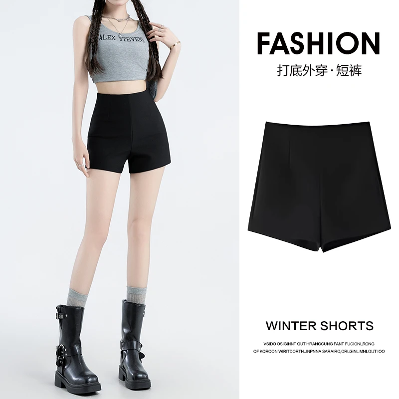 【喜绚】黑色短裤外穿女款爆款2025新款高腰热裤夏天a字版裤子夏季