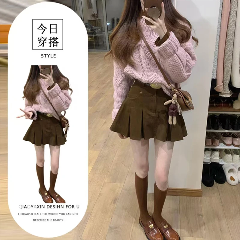 韩系温柔风软糯圆领针织毛衣2025秋冬季大码胖MM时尚显瘦内搭上衣