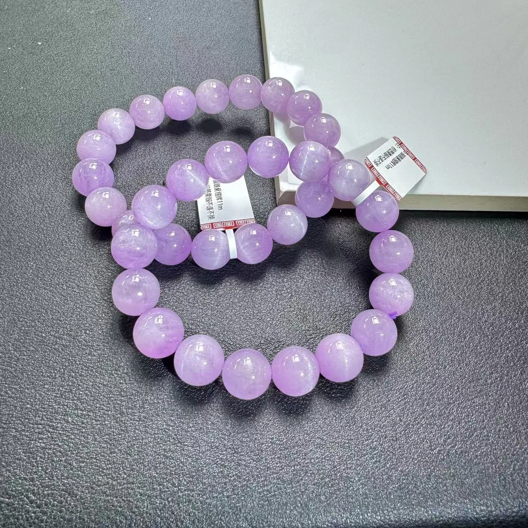 无色胶色蜡原矿猫眼紫锂辉手串（多样性发一）