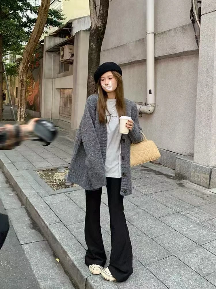 米古古 EVE #2502#新 复古慵懒风V领软糯针织开衫（衣长70）