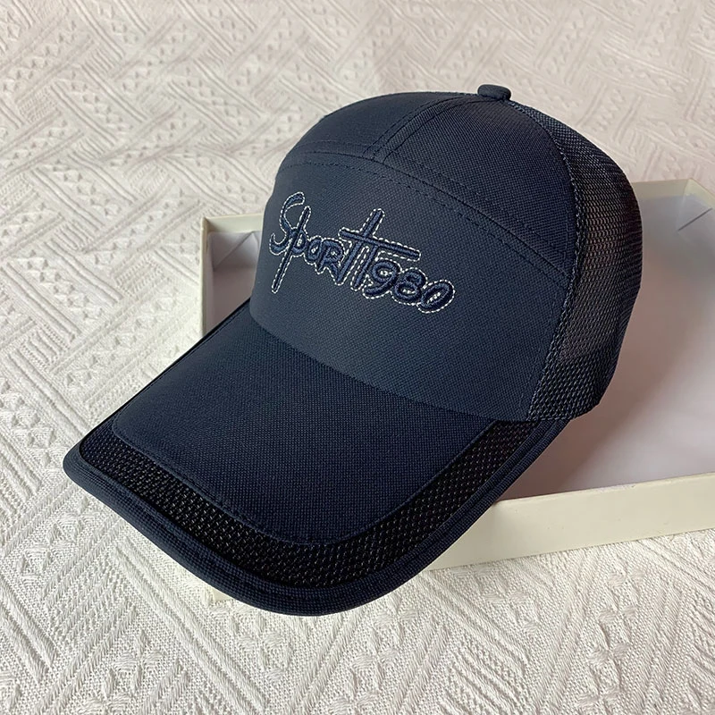 帽子男士夏天薄款鸭舌帽中年网眼透气防晒钓鱼太阳帽男遮阳棒球帽