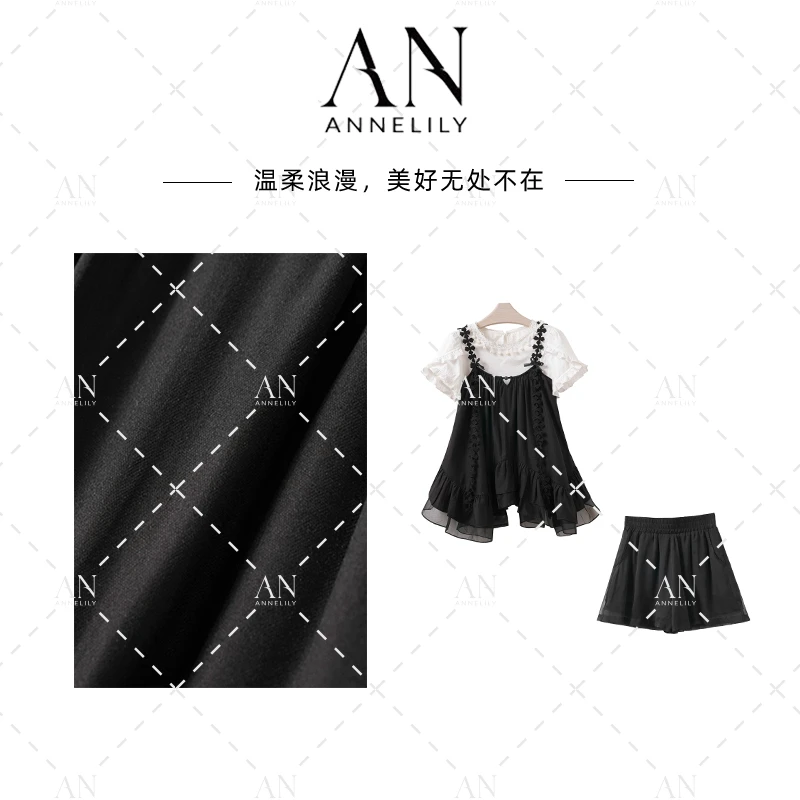 ANNELILY安琪琪【梦可】设计感显瘦轻奢气质休闲套装AT2505039