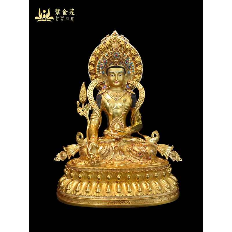 紫金莲尼泊尔西藏工艺藏传密宗尼泊尔金地藏王手工纯铜摆件佛像