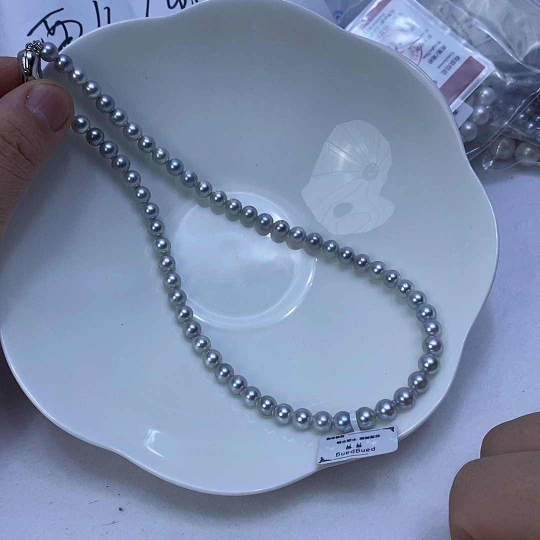 海水珍珠银S925镶嵌颈饰