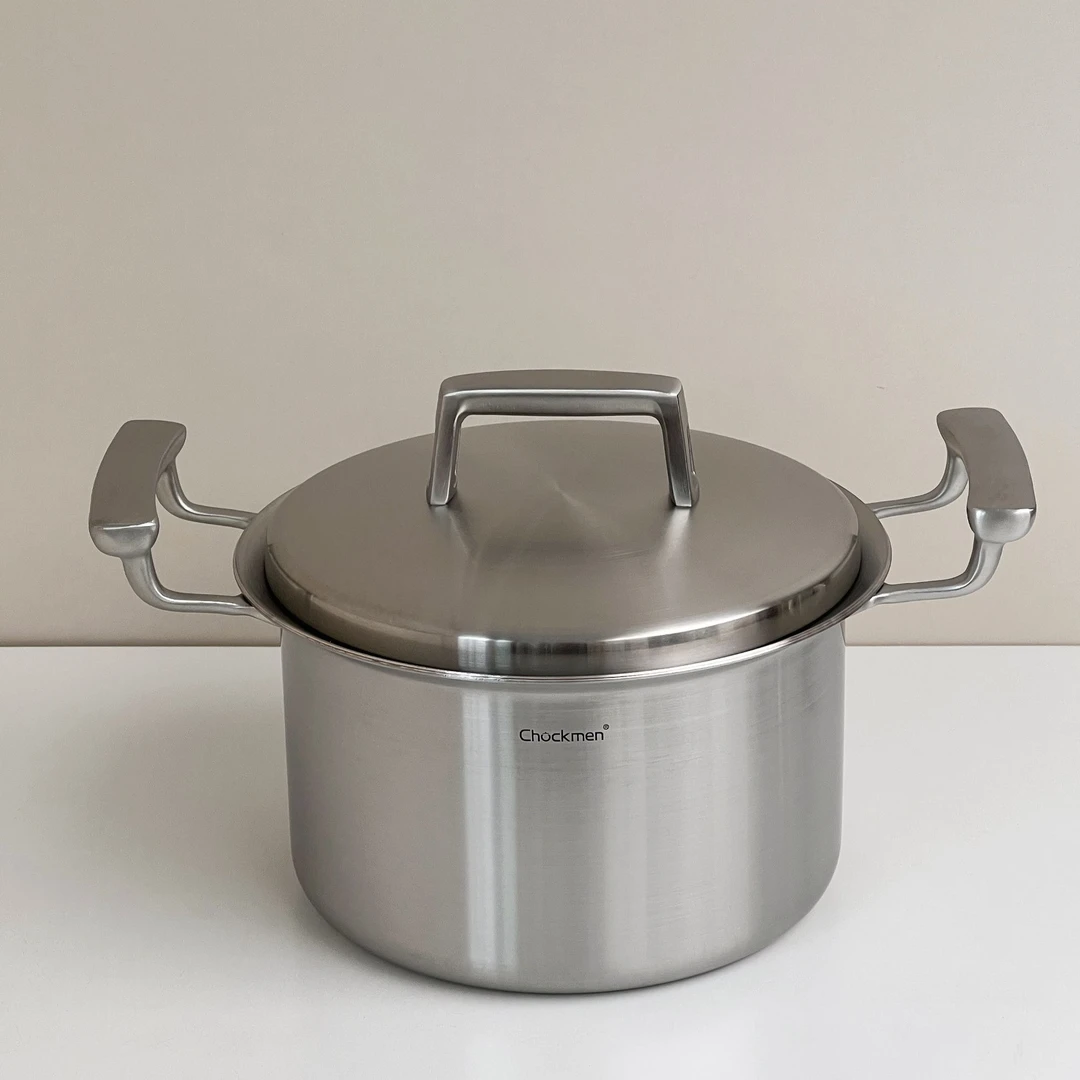 20cm卓德铭18/10不锈钢双耳汤锅 家用夹铜煮汤锅煮粥锅五层钢