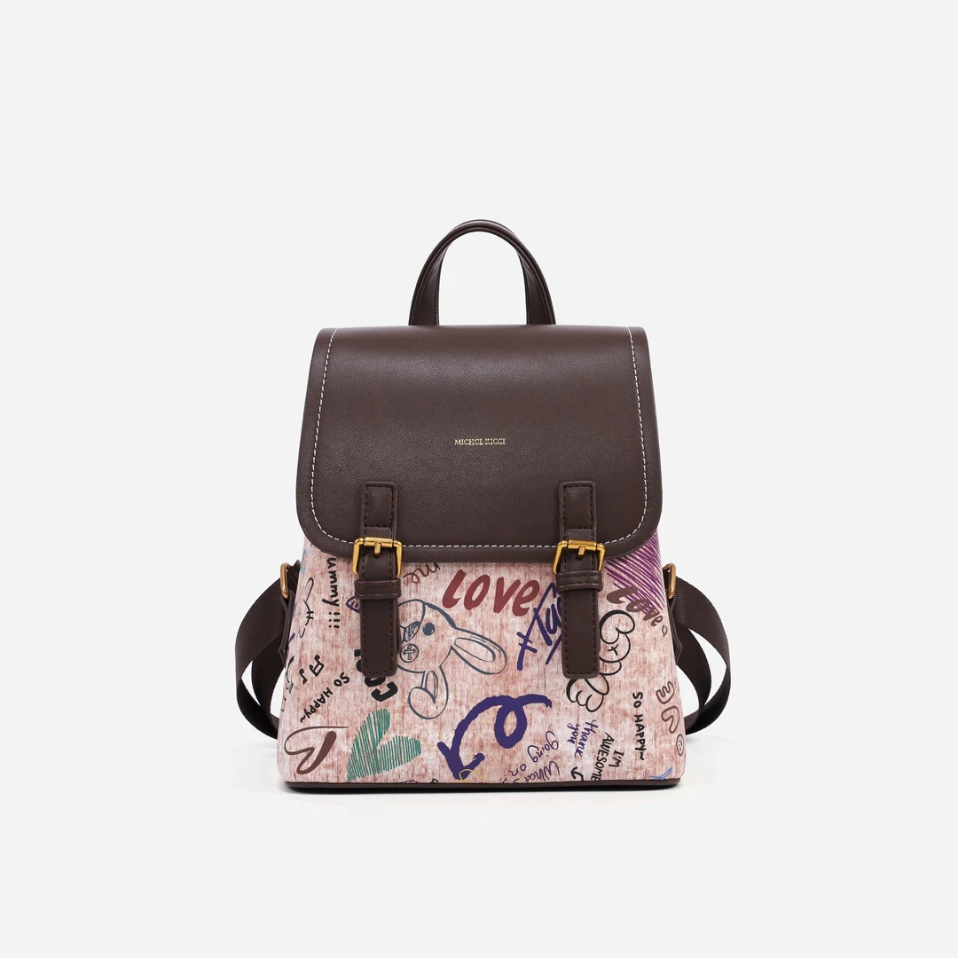 可爱风双肩包百搭复古韩版小众拼色撞色时尚轻奢经典