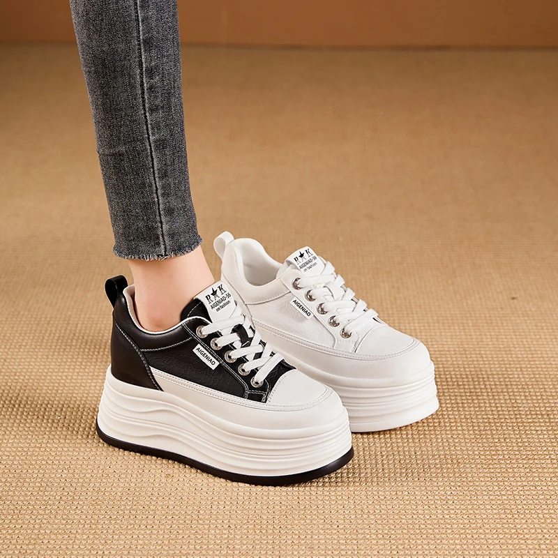 增高8cm轻便小白鞋女2025春季新款10cm厚底白色板鞋内增高女鞋子