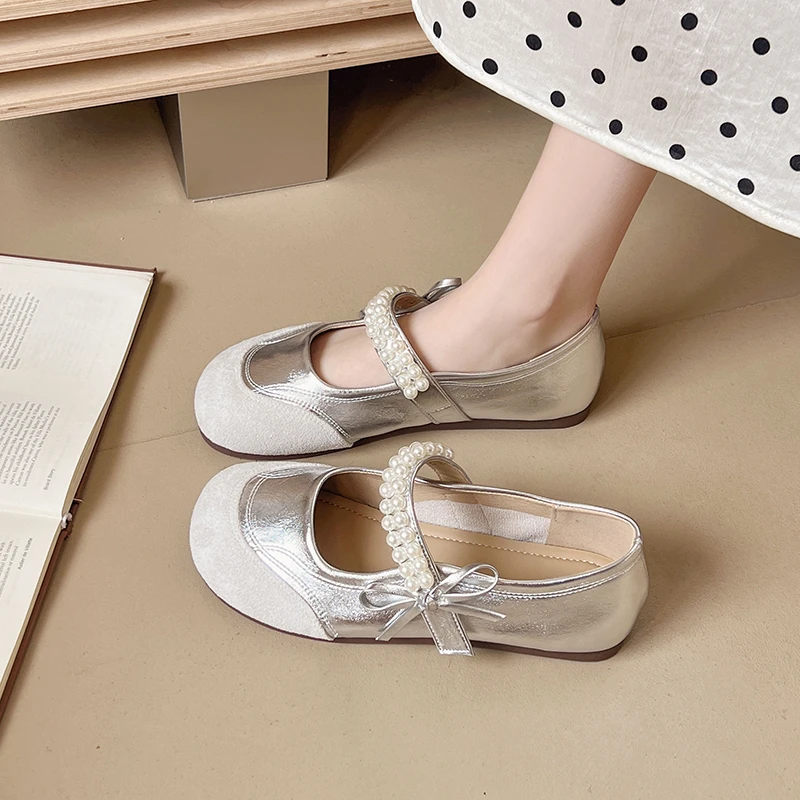 浅口玛丽珍鞋女2025新款夏季复古珍珠平底不累脚晚晚鞋配裙子单鞋