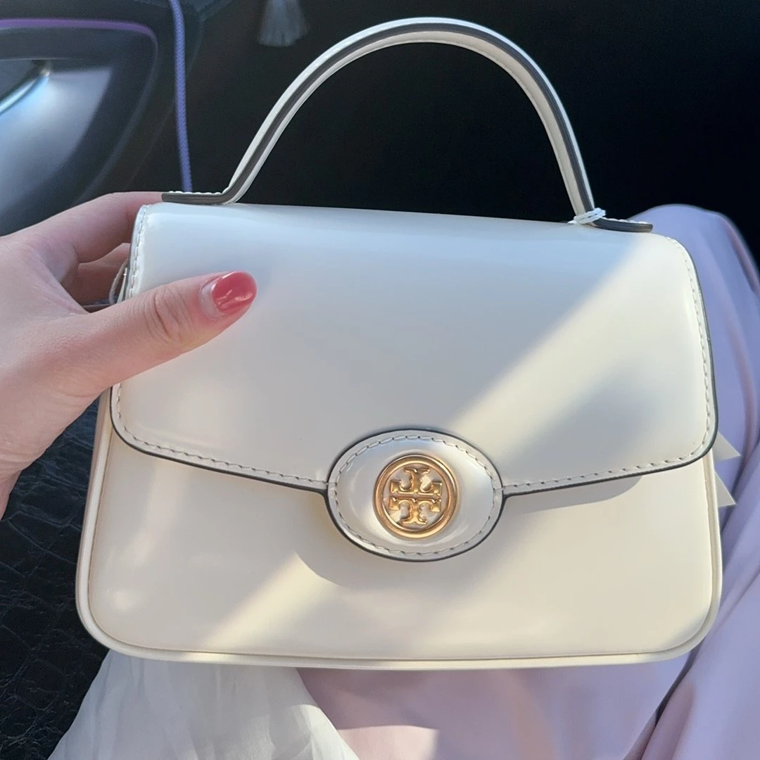 95新 TORY BURCH/汤丽柏琦 专柜ROBINSON白色手提包147467