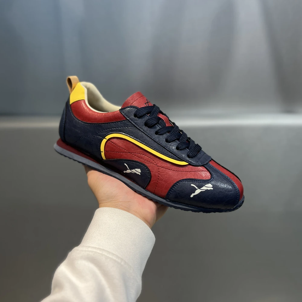 潮牌LOGO休闲鞋时尚运动百搭软底舒适板鞋男士潮流开车鞋秋季圆头