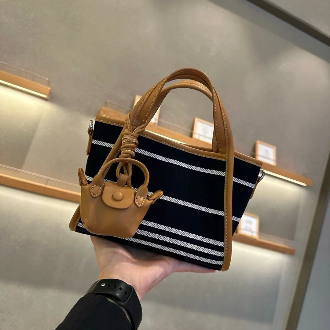 玲玲家地中海牛仔条纹单肩ins法式斜挎包可折叠耐磨单根宅萌系