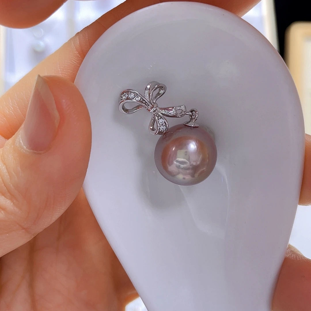 谁***浅淡水珍珠银S925镶嵌吊坠(不含链)