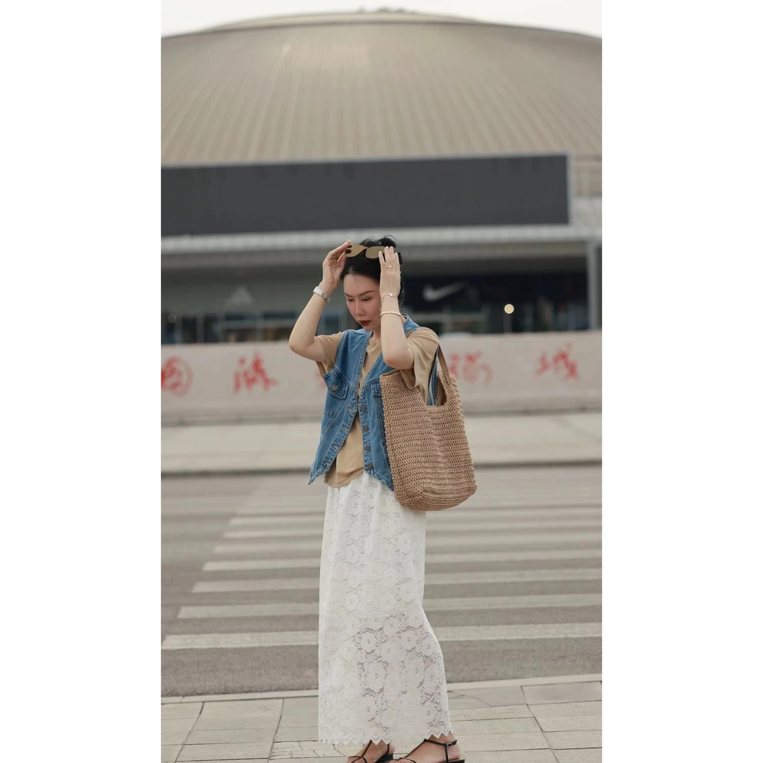 【那尚新品】弹力水溶蕾丝松紧腰半裙