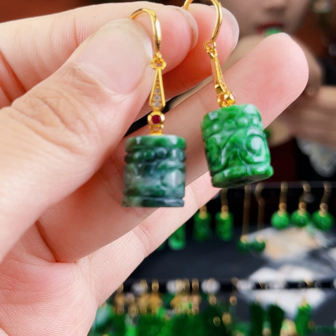 翡翠银S925镶嵌耳饰