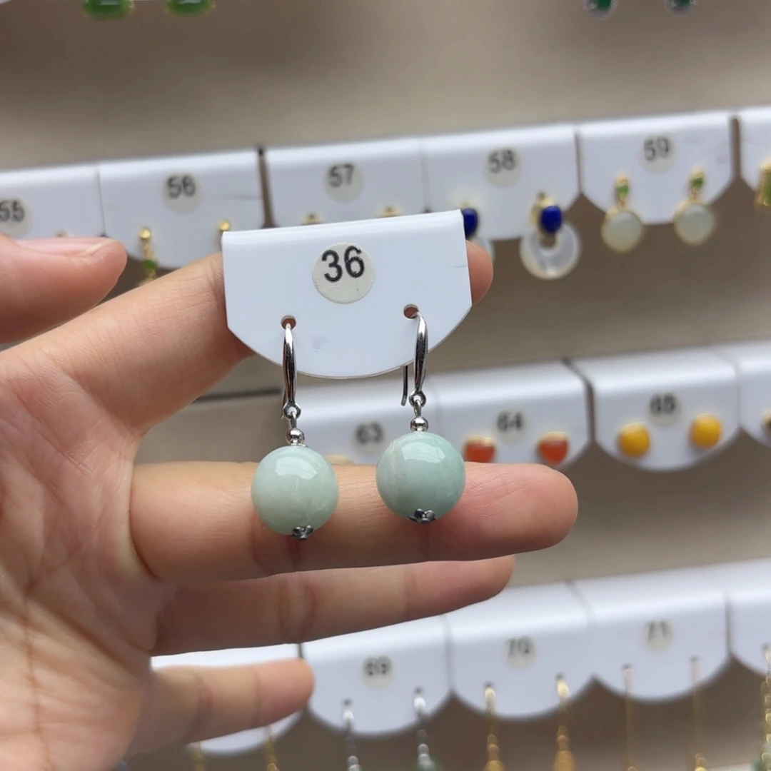 银S925镶嵌翡翠耳饰