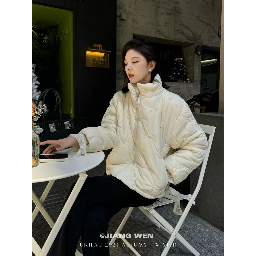 UKILAU【蒲公英棉服】小众提花拉链保暖棉服外套
