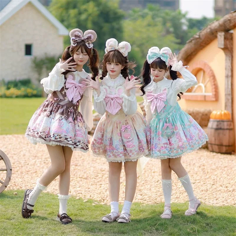 【Dear dolls】熊之原创lolita波波甜鼠低腰背带连衣裙