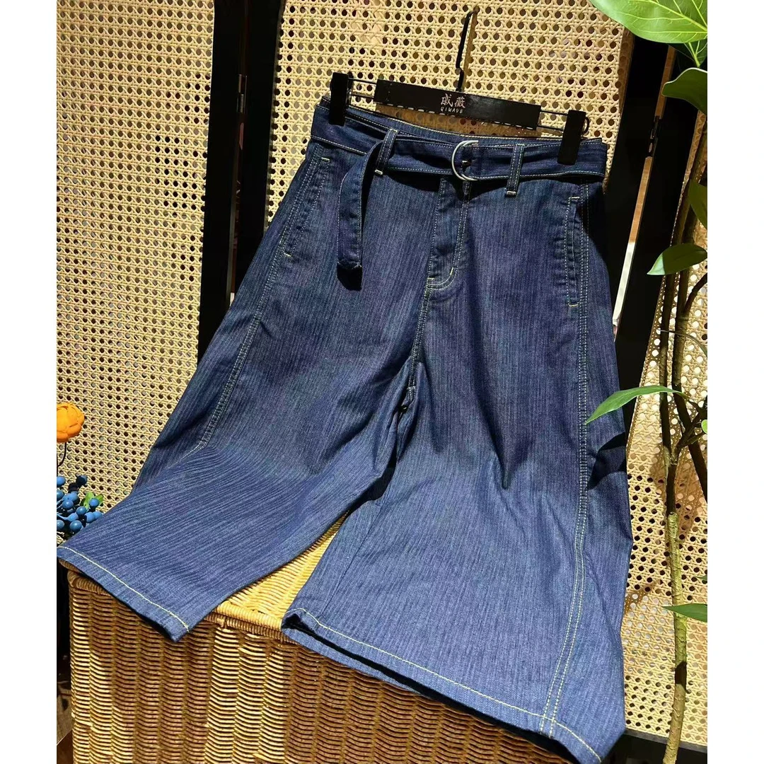 戚薇原创【系带牛仔】裤长72左右新款新中式国风品质牛仔裤