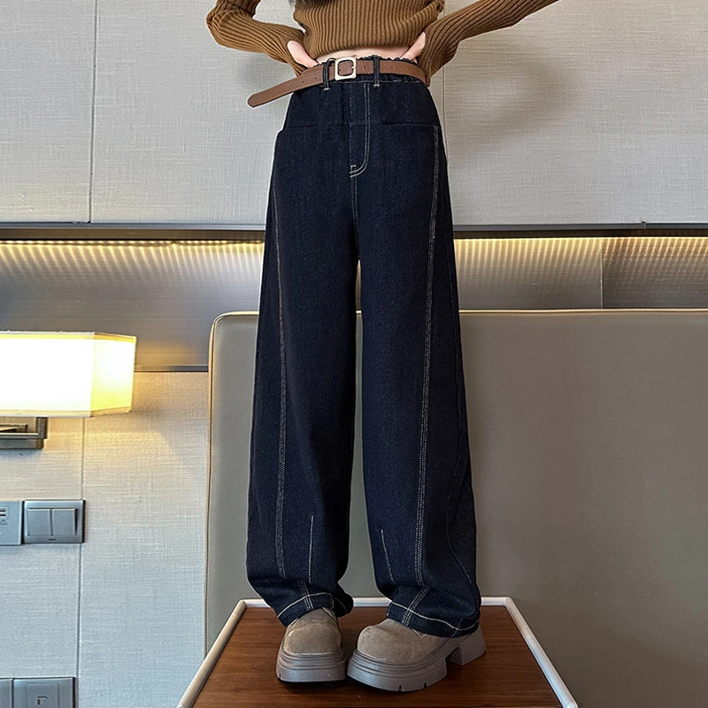 女童牛仔裤2025新款洋气时尚丹宁蓝裤子6-12岁中大童女孩休闲裤潮