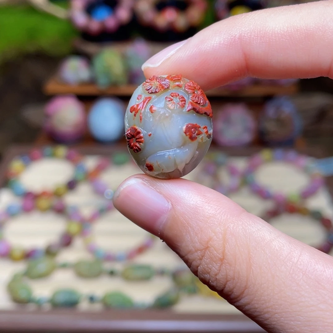 玛瑙/玉髓未镶嵌珠宝半成品盐源玛瑙包浆鹿蛋