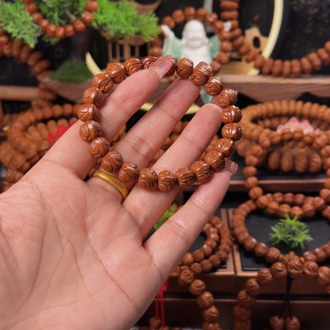 桃核手串子****道10顶级玉龙脊单圈